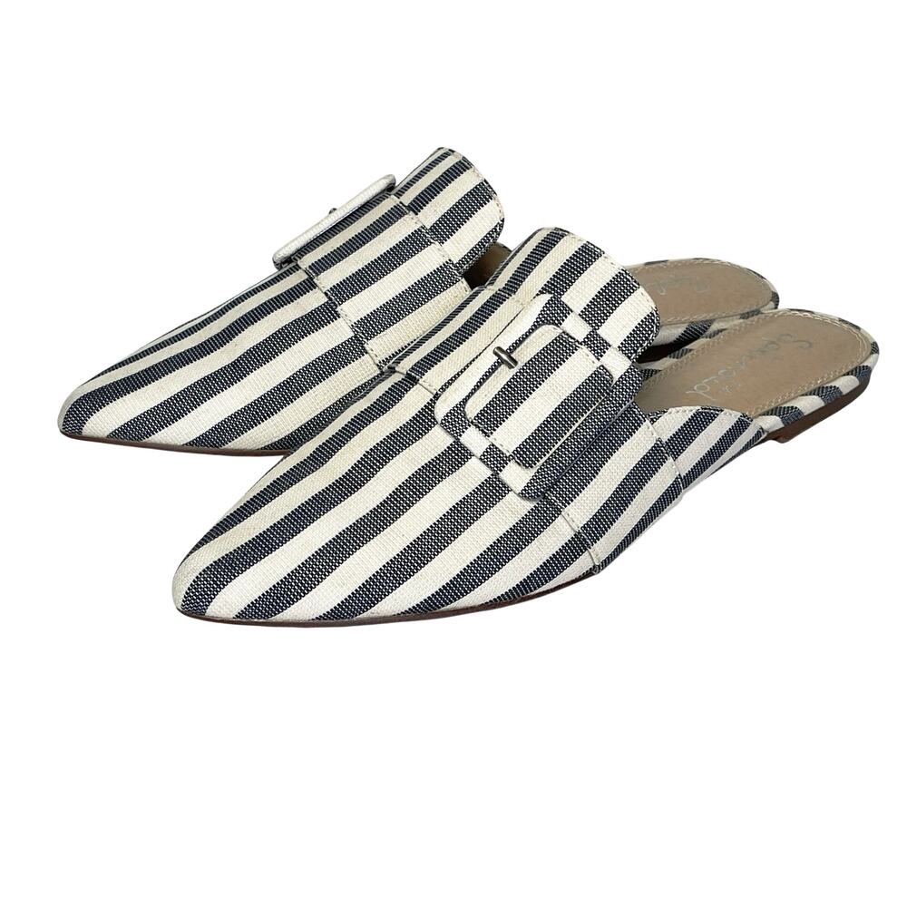 ANTHROPOLOGIE SPLENDID Women’s Navy Striped Sincerity Buckle Mule 8.5